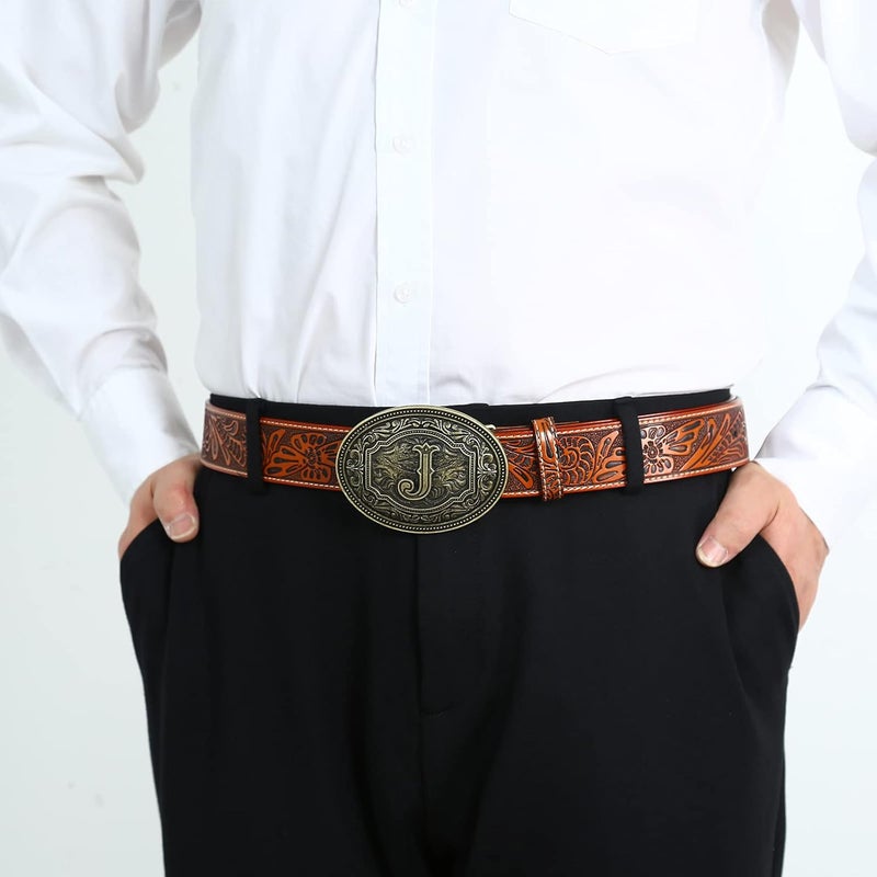 Fibbadet Store Belt Buckles Men Initial Letters A-Z Western Rodeo Cowboy Cowgirl Belt Buckle for Men Boys Halloween Birthday Party - Image 5